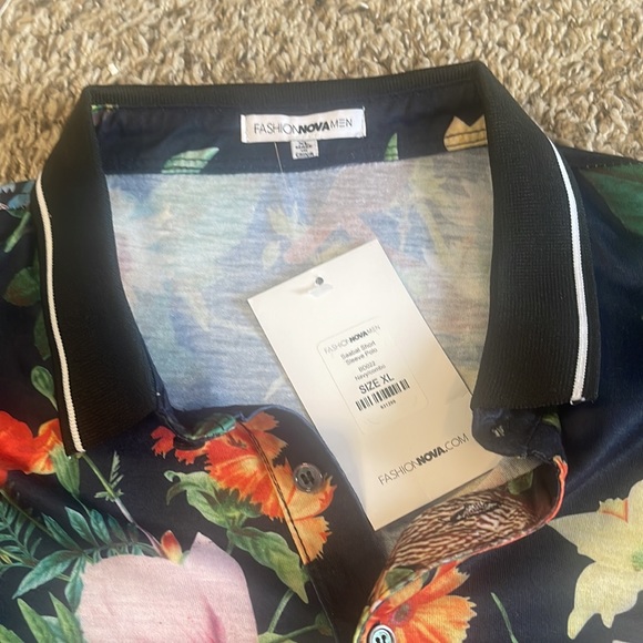 FASHION NOVA MEN FLOAL POLO SHIRT - Picture 2 of 7